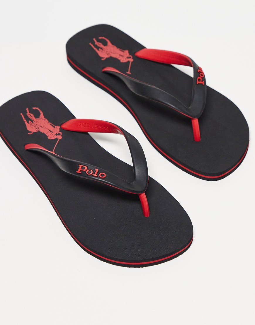 Polo Ralph Lauren flip flop with logo in black