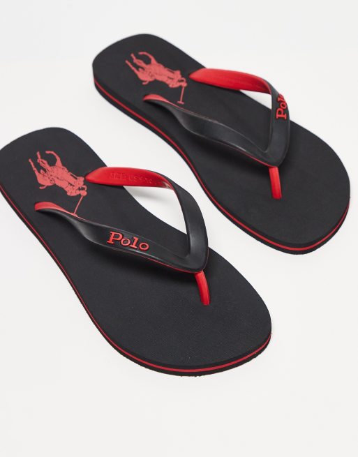  Polo Ralph Lauren flip flop with logo in black