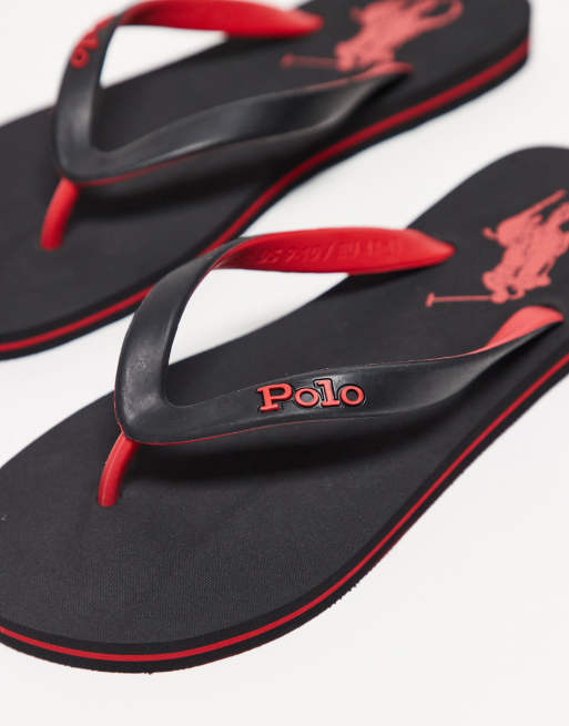 Ralph lauren black flip flops on sale