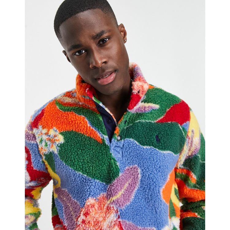 Polo Ralph Lauren floral print polar fleece half zip sweatshirt in multi |  ASOS