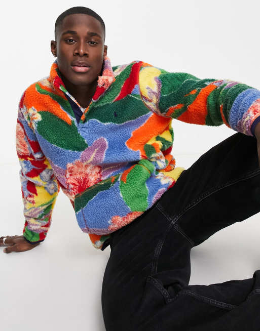 Polo Ralph Lauren floral print polar fleece half zip sweatshirt in multi |  ASOS