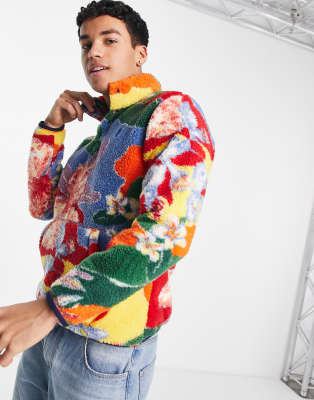 Polo ralph lauren discount floral-print pile fleece pullover