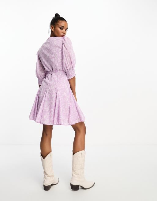 Short sleeve purple outlet dress