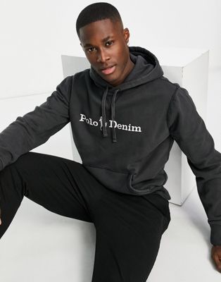 Polo Ralph Lauren front logo fleece hoodie in black