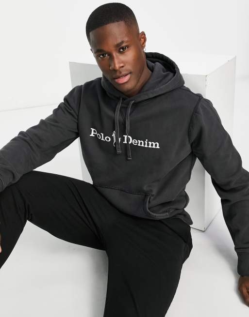 Polo Ralph Lauren front logo fleece hoodie in black | ASOS