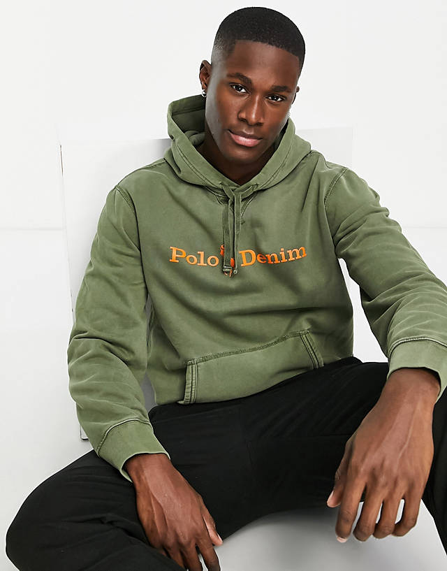 Polo Ralph Lauren - front logo fleece hoodie in dark green