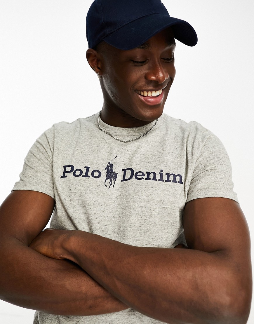 Polo Ralph Lauren front logo t-shirt custom fit in grey marl