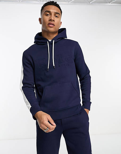 Polo Ralph Lauren front logo taped mesh hoodie in navy CO-ORD | ASOS
