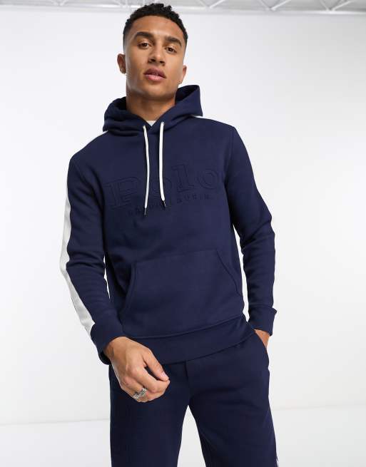 POLO RALPH LAUREN Men's Long Sleeve Hooded Tee Shirt, Navy, Blue, S at   Men's Clothing store