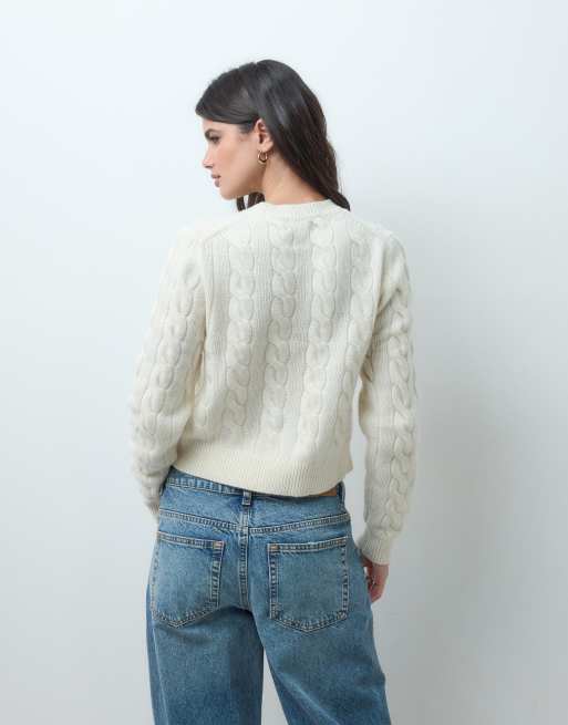 Polo Ralph Lauren front pocket cardigan in off white, 4 of 4