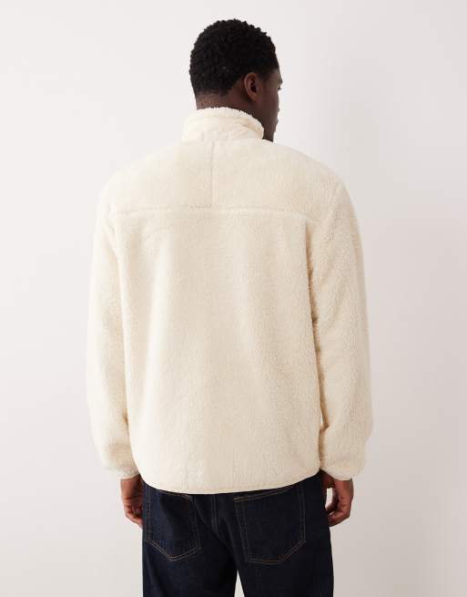 Polo Ralph Lauren full zip borg jacket in cream, 3 of 5
