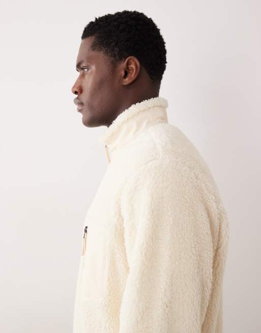 Polo Ralph Lauren full zip borg jacket in cream, 4 of 5