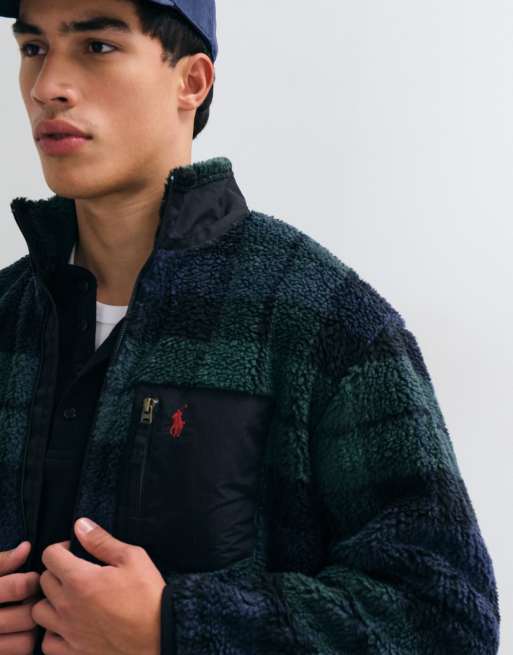 Polo Ralph Lauren full zip plaid sweatshirt in green and black, 3 of 5