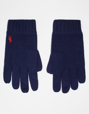 Polo Ralph Lauren - Gants en laine mérinos avec logo emblématique - Bleu marine - view 1