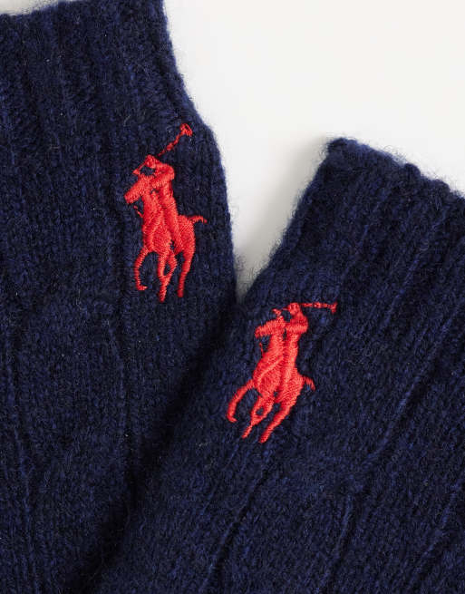 Polo Ralph Lauren - Gants en maille torsadée - Bleu marine, 3 de 3
