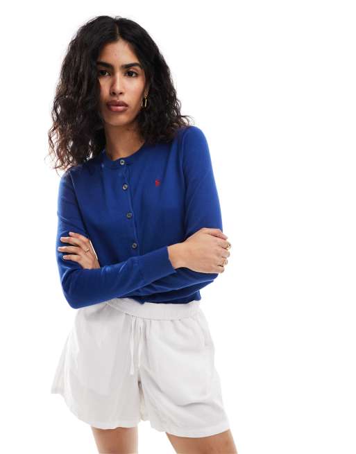 Polo Ralph Lauren - Gebreid vest van pimakatoen met logo in marineblauw