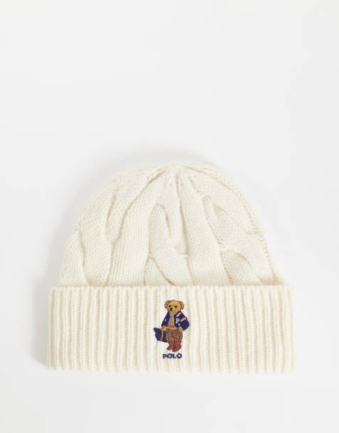 Polo Ralph Lauren - Gebreide beanie met kabels en Bear-logo in crème - view 1