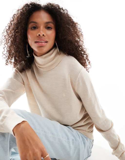 Polo Ralph Lauren Gebreide coltrui in creme ASOS