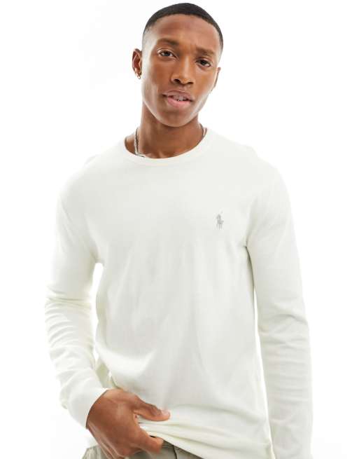 Polo Ralph Lauren - Gebreide katoenen trui met icoonlogo in crème