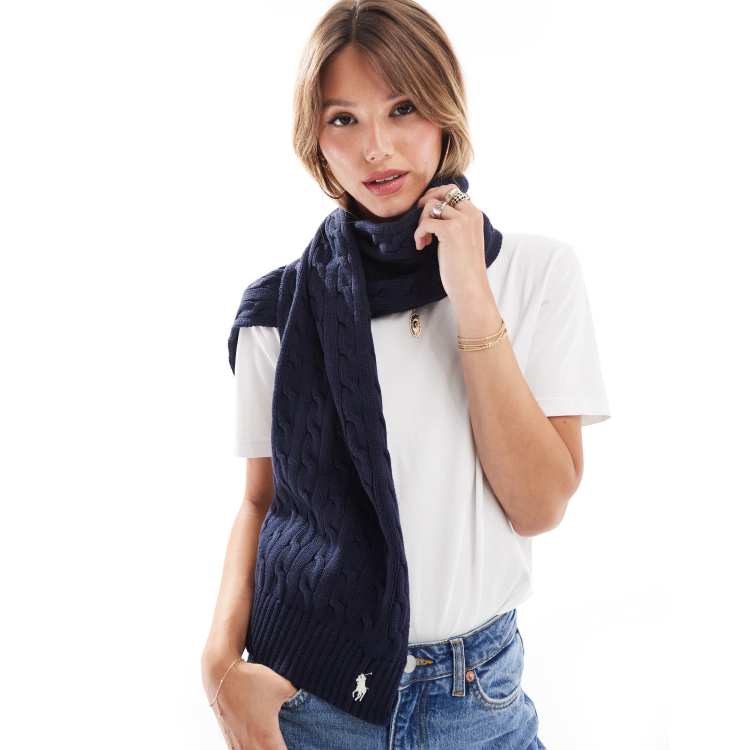 Polo Ralph Lauren Gebreide sjaal met kabels en ponylogo in