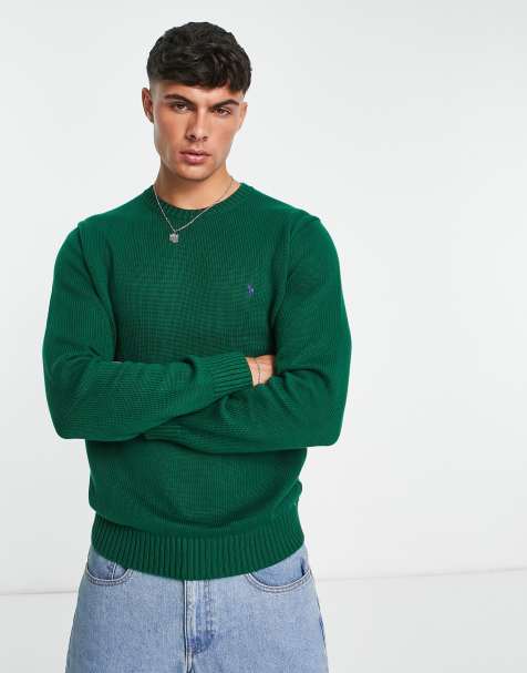 Polo Ralph Lauren - Gebreide trui van zwaargewicht katoen met icoonlogo in donkergroen - view 1