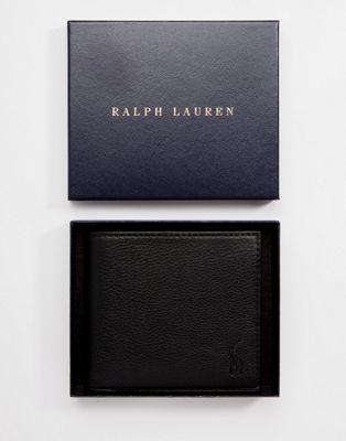 Polo Ralph Lauren – Geldbörse aus Leder mit Münzfach in Schwarz
