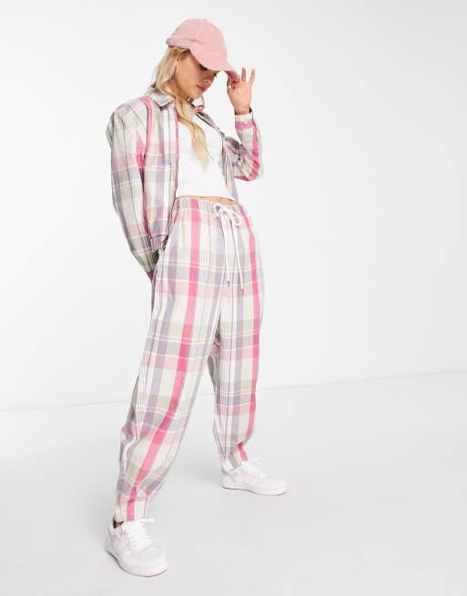 Polo Ralph Lauren - Geruite joggingbroek roze geruit, deel van co-ord set