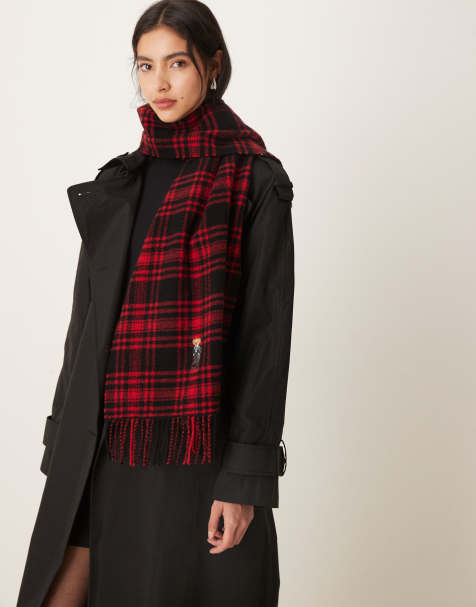 Polo Ralph Lauren - Geruite wintersjaal met beer in rood - view 1