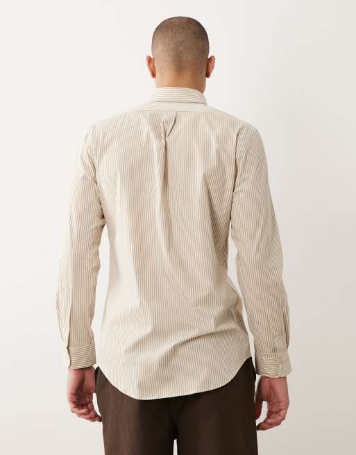Polo Ralph Lauren - Gestreeot overhemd met icoonlogo in beige, 5 van 5
