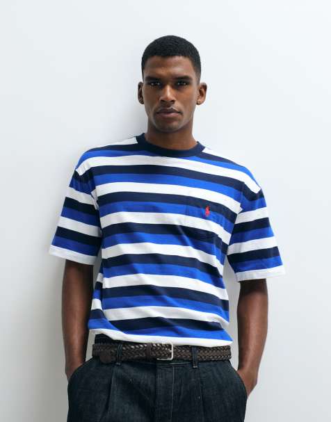 Polo Ralph Lauren - Gestreept T-shirt met korte mouwen, ruimvallende pasvorm en icoonlogo in zwart - view 1