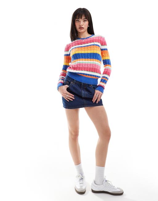 Polo Ralph Lauren - Gestreepte kabeltrui met logo in multi, 2 van 4