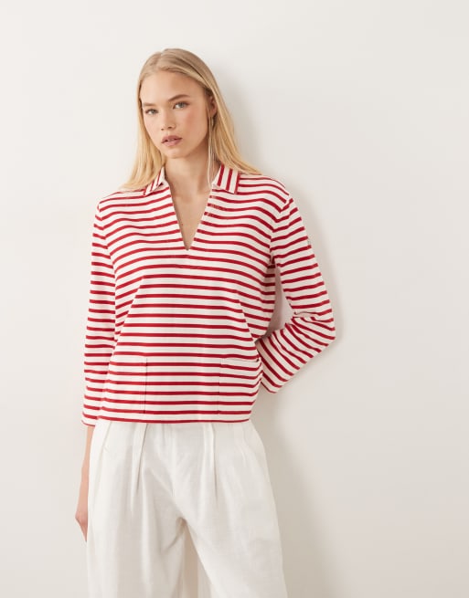 Polo Ralph Lauren – Gestreifter Strickpullover in Rot, 3 von 4