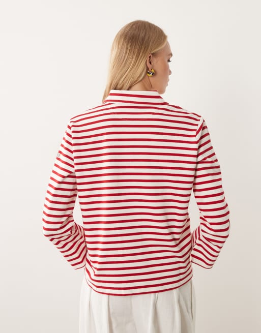 Polo Ralph Lauren – Gestreifter Strickpullover in Rot, 4 von 4