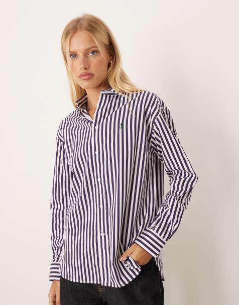 Polo Ralph Lauren – Gestreiftes Hemd in Lila und Weiß mit Markenlogo - view 1