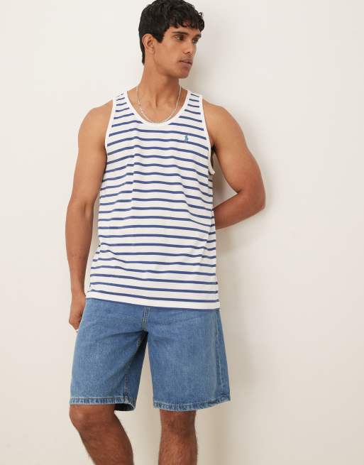 Polo Ralph Lauren – Gestreiftes Trägertop in Weiß/Blau mit Markenlogo, 2 von 4