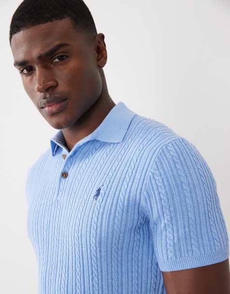Polo Ralph Lauren – Gestricktes Polohemd aus Baumwolle in Blau mit Markenlogo - view 1