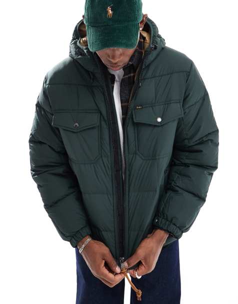 Polo Ralph Lauren - Gewatteerd utility donsjack met capuchon in donkergroen - view 1