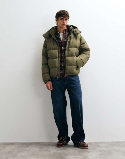 Polo Ralph Lauren gewebte Pufferjacke mit Kapuze in Beige - view 1