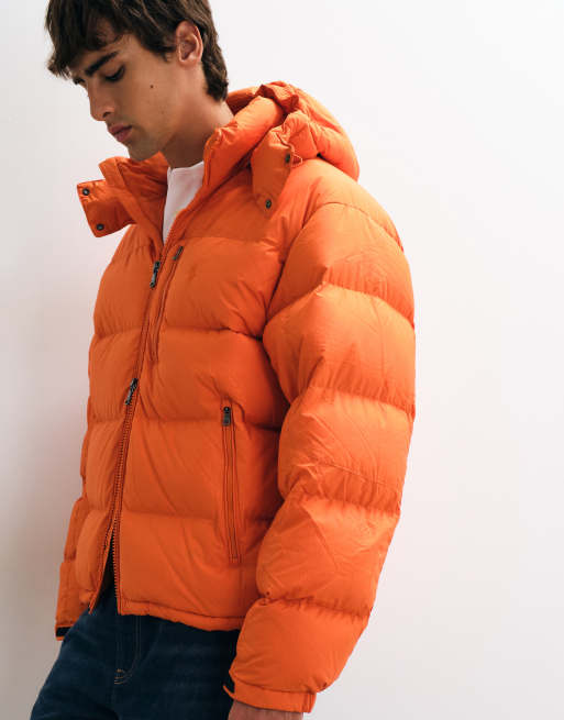 Polo Ralph Lauren gewebte Pufferjacke mit Kapuze in Orange, 3 von 5