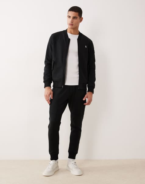 Polo Ralph Lauren - Giacca bomber a maglia doppia e joggers neri con logo - view 1
