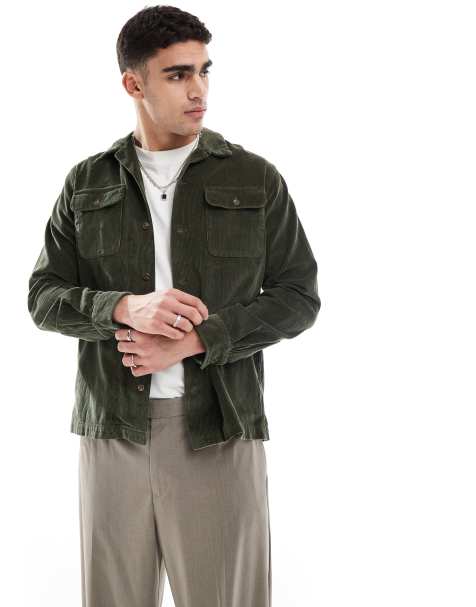 Polo Ralph Lauren - Giacca classica oversize verde scuro in velluto a coste con 2 tasche - view 1