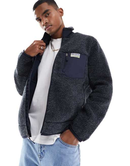 Polo Ralph Lauren - Giacca felpata doppiata in pile borg blu navy mélange