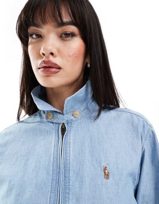Polo Ralph Lauren - Giacca harrington leggera azzurra con logo, 3 di 4