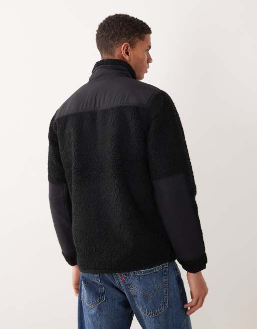 Polo Ralph Lauren - Giacca ibrida multitasche in pile borg nera con logo e zip, 3 di 5