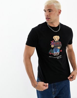 Polo Ralph Lauren gift bear print t-shirt classic oversized fit in black