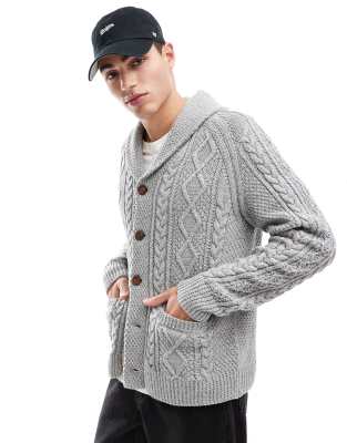 Polo Ralph Lauren - Gilet en maille de coton à col châle - Gris chiné - view 1