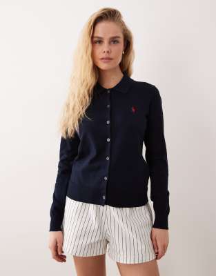 Polo Ralph Lauren - Gilet en maille de coton pima à logo emblématique - Bleu marine