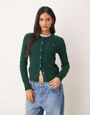 Polo - Gilet en maille torsadée de coton à logo emblématique - Vert XS