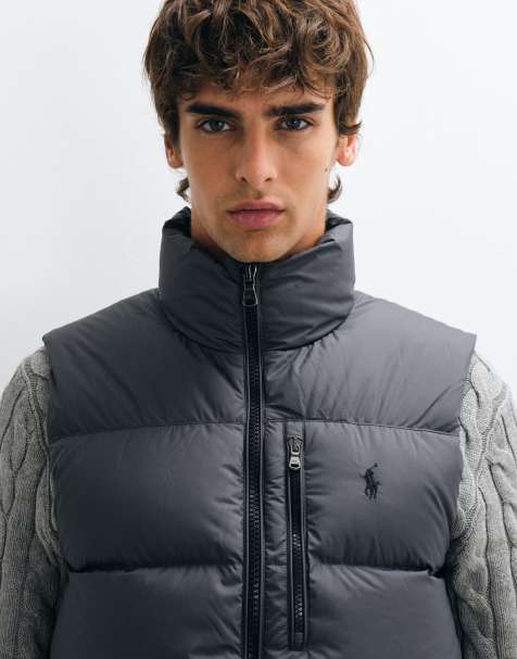 Polo Ralph Lauren gilet imbottito in piuma con logo icon Gorham grigio scuro - view 1