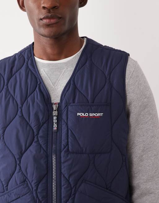 Polo Ralph Lauren - Gilet isolante blu navy con logo e zip, 5 di 5